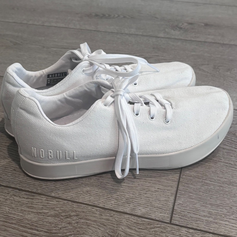 NOBULL Rec Canvas Trainers Womens 10 Mens 8.5 White Low Top Training Shoes